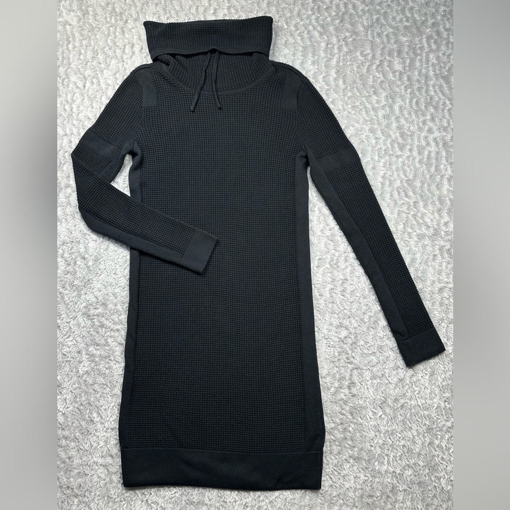Prana Black Cowl Neck Long Sleeve Sweater Dress
